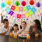 Rainbow Birthday Banner, 6 Honeycomb Balls, 8 Metallic Hanging Swirls and Circle Parper Garland, Happy Birthday Decorations